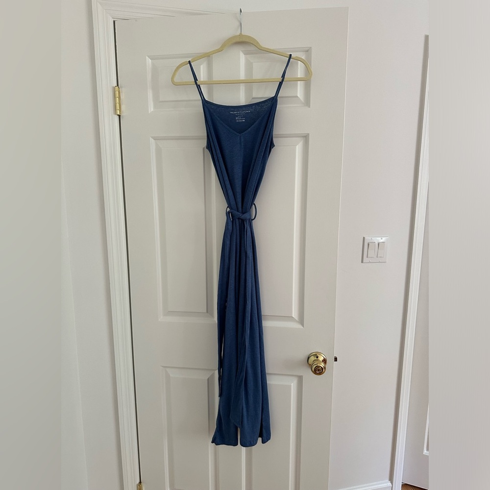 Majestic filatures blue linen belted dress 3